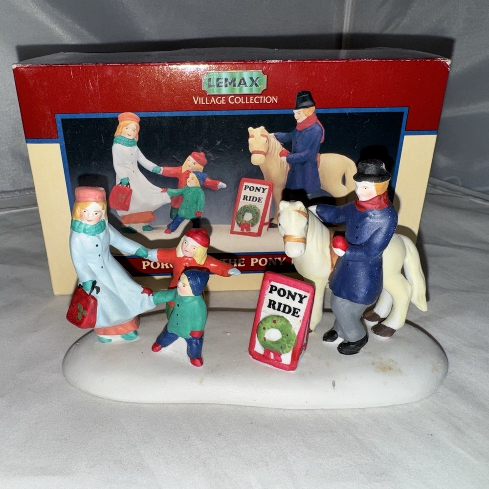 Lemax Village Porcelain The Pony Ride‎ Figurine 1997 Christmas Garden 6" x 3.5"